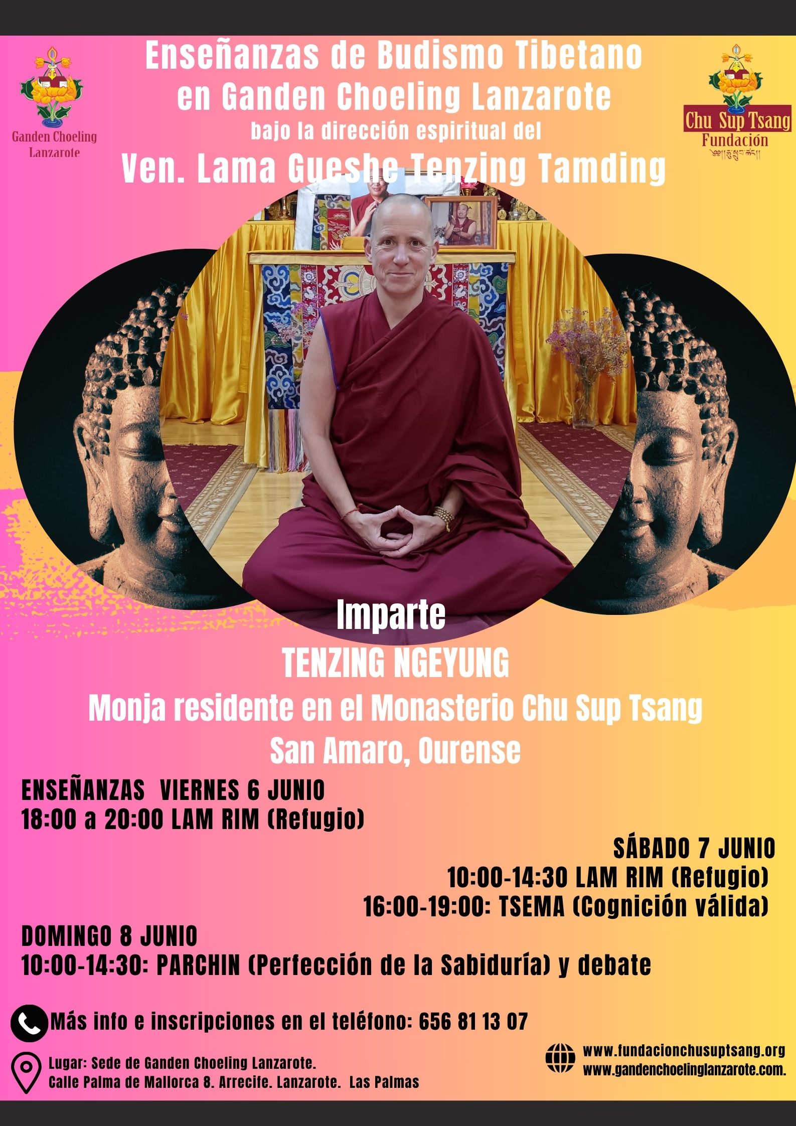 Enseñanzas de budismo 6,7 y 8 de junio con Tenzing Ngeyung